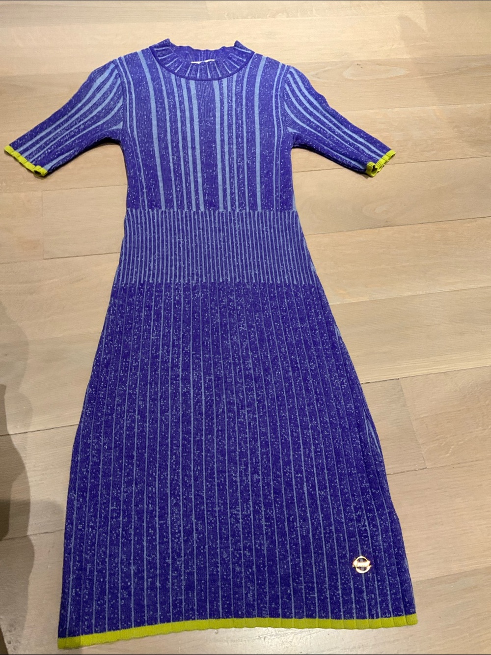 Emilio Pucci Purple Ribbed Knit Dress with Lime Trim
